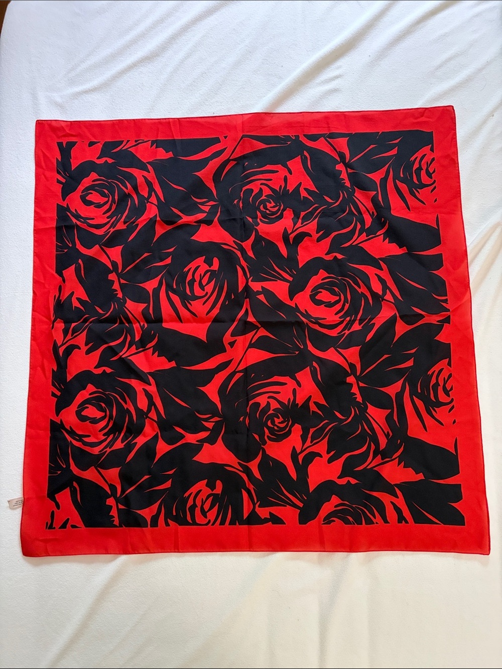 FREE W/OTHER PURCHASE - Red and Black Rose Print Square Scarf